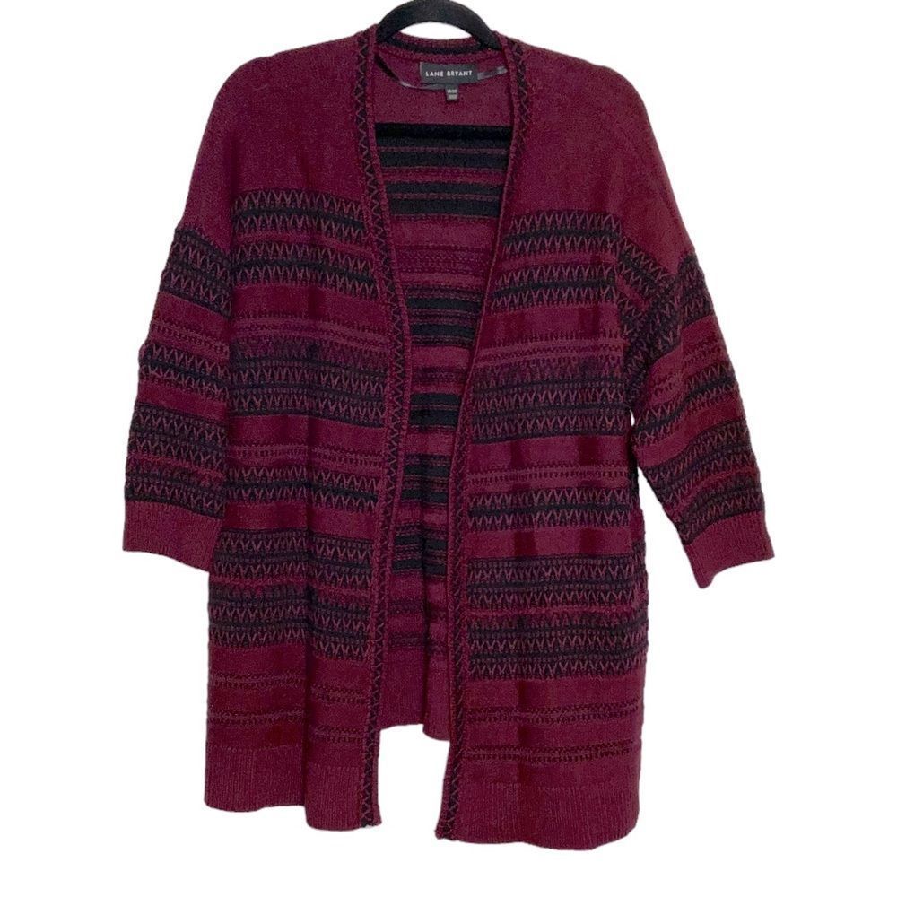 Lane Bryant Burgundy Open Front Sweater